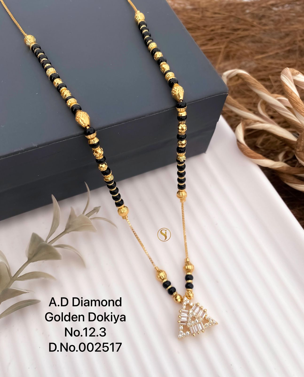 Dokiya 3 AD Diamond Golden Mangalsutra Wholesale Price In Surat
